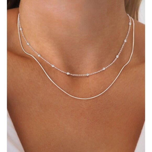 Freekiss Herringbone Necklace Sliver Bress Chain Choker Necklaces Jewelry Gift - Picture 3 of 7